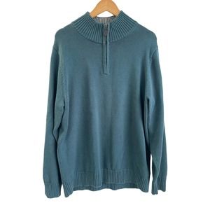 LL Bean Quarter Zip Long Sleeve Pullover Teal‎ Blue Men's XL Reg